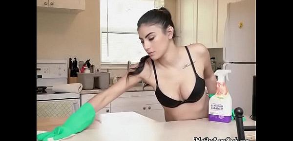  Hot Maid Michelle Martinez Cleans The House Half Naked